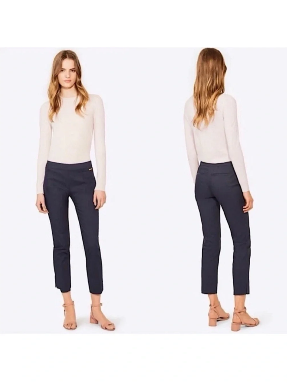 Tory Burch | Callie Skinny Crop Pants Size 4 Navy Blue Slimming Trousers